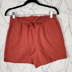 Jachs Girlfriend Burnt Orange Cotton Linen Drawstring Shorts